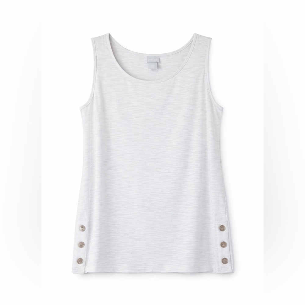 Chico’s Sleeveless Tank Top Button Side Detail-New With Tags